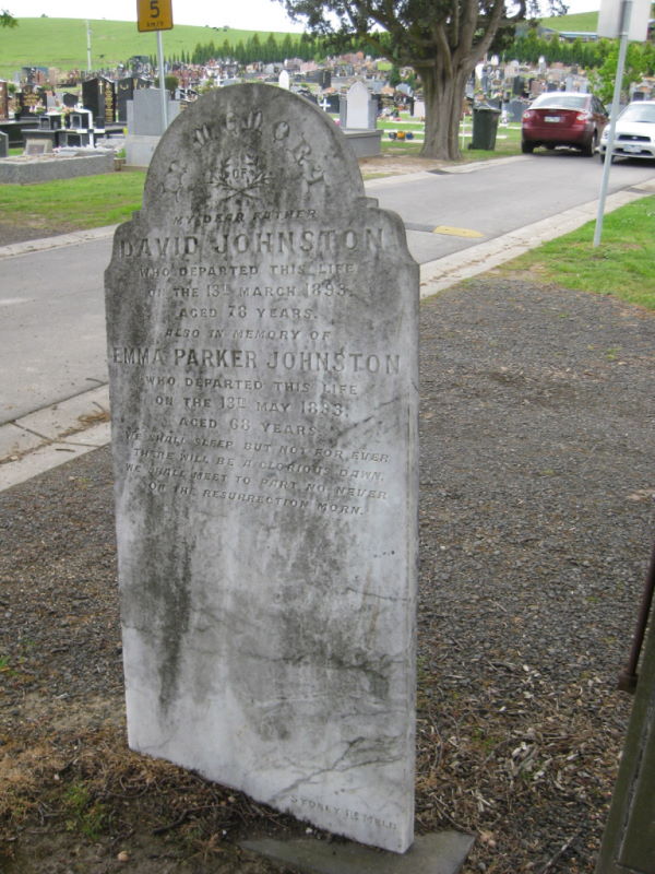 Yan Yean Cemetery David Johnston Headstone