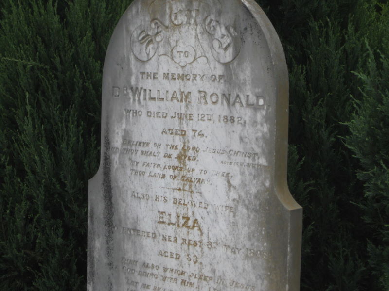 Yan Yean Cemetery Dr. William Ronald headstone (1804-82)