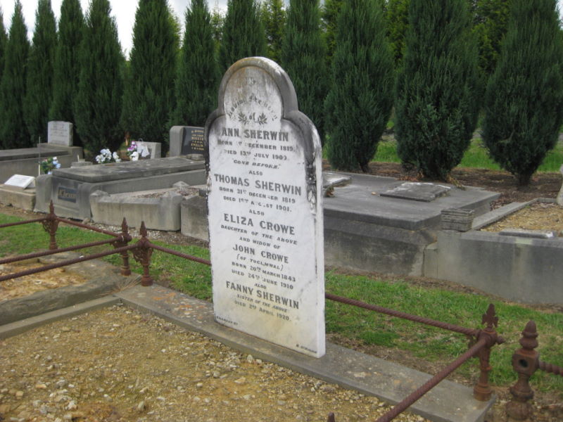 Yan Yean Cemetery Ann & Thomas Sherwin Headstone